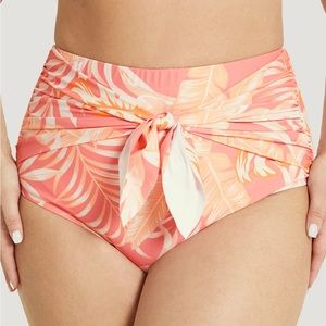 BloomChic Plant Print Knotted Front Bikini Bottom Size 14-16 Rouge